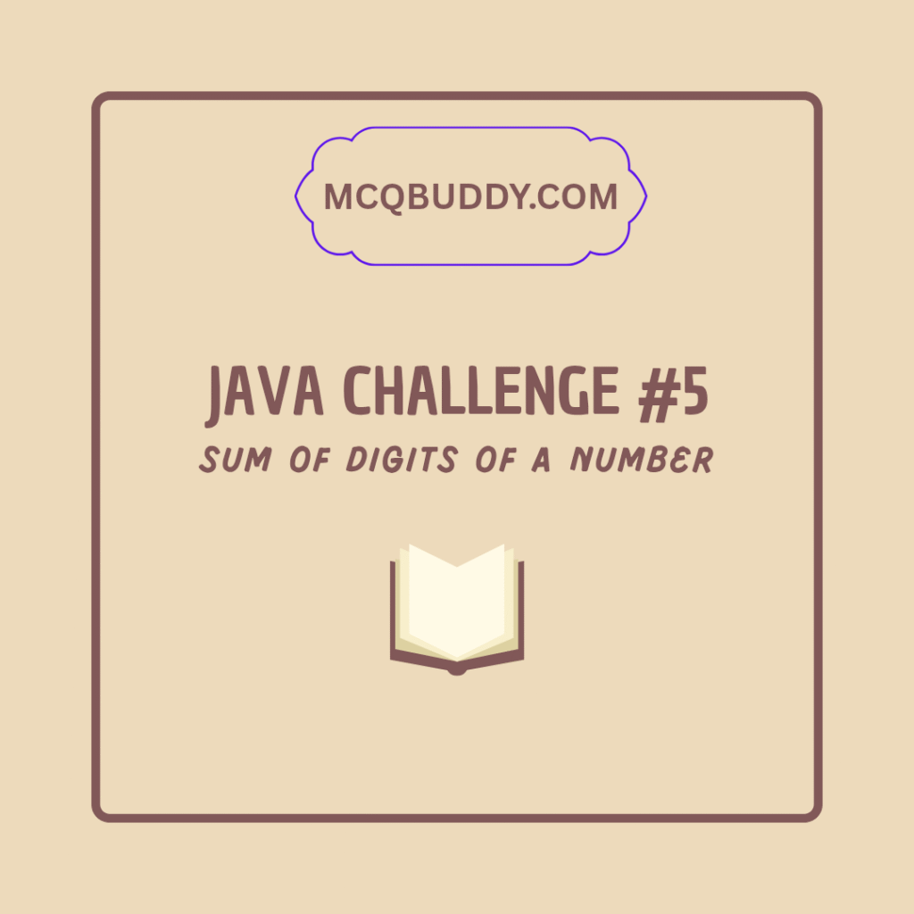 Daily Java Challenge #5 – Sum of Digits of a Number (Beginner Level)